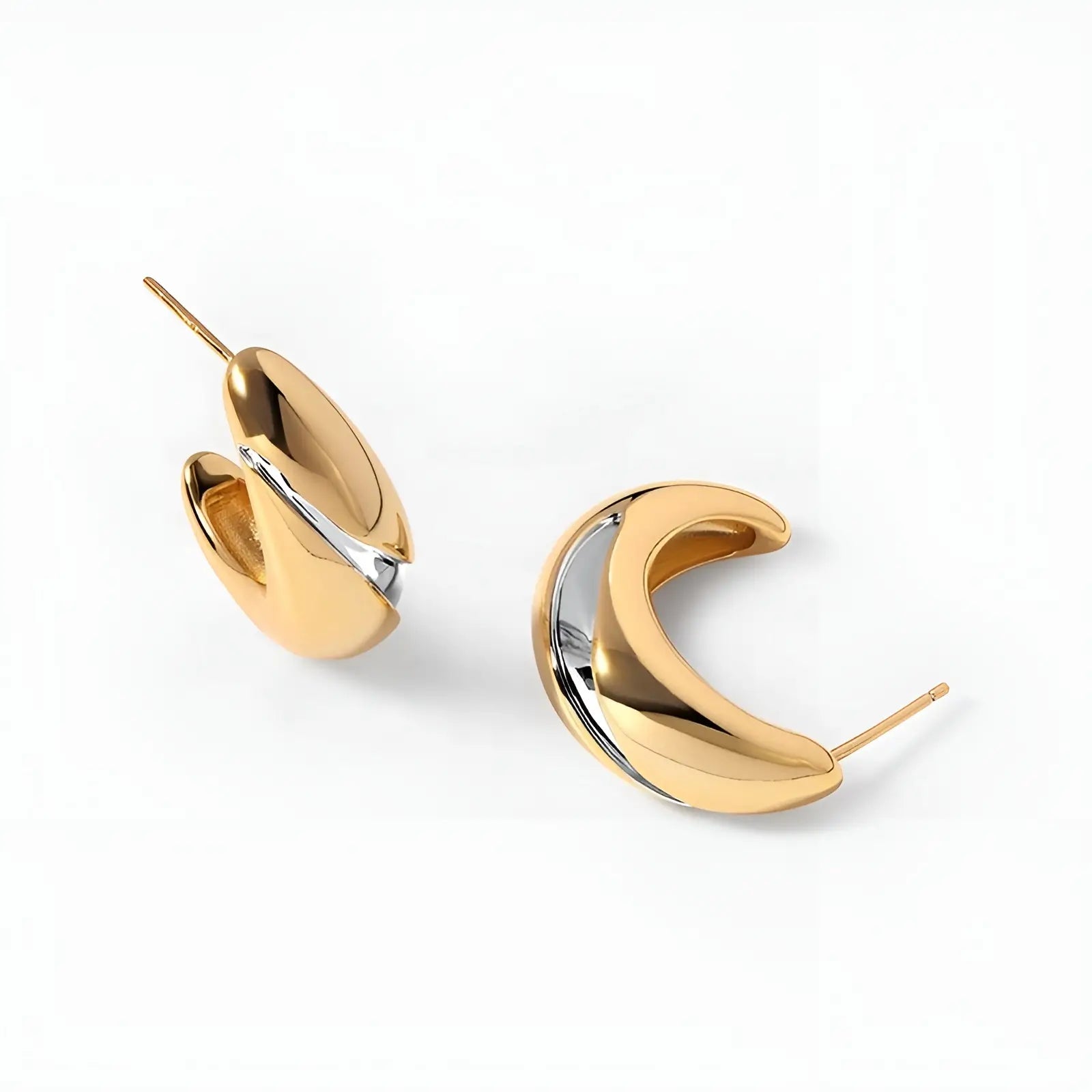 Two tone dome hoop earrings